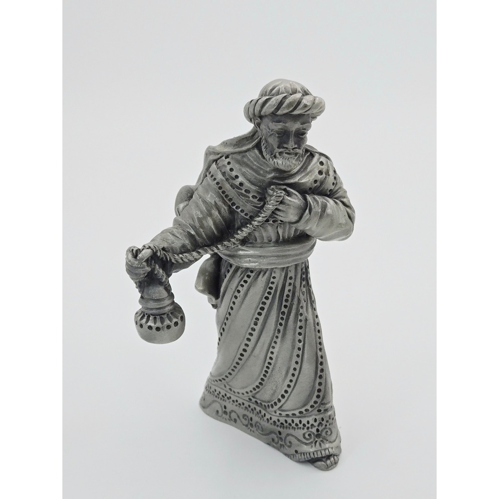 Vintage Lenox Kirk Stieff Pewter Nativity Figurine Wise Man with Lantern 4 inch